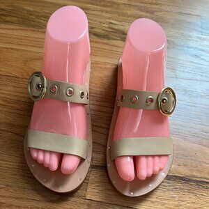 Beek,Two Birds women sandals, handmade tan leather buckle women size 7, NWOB
